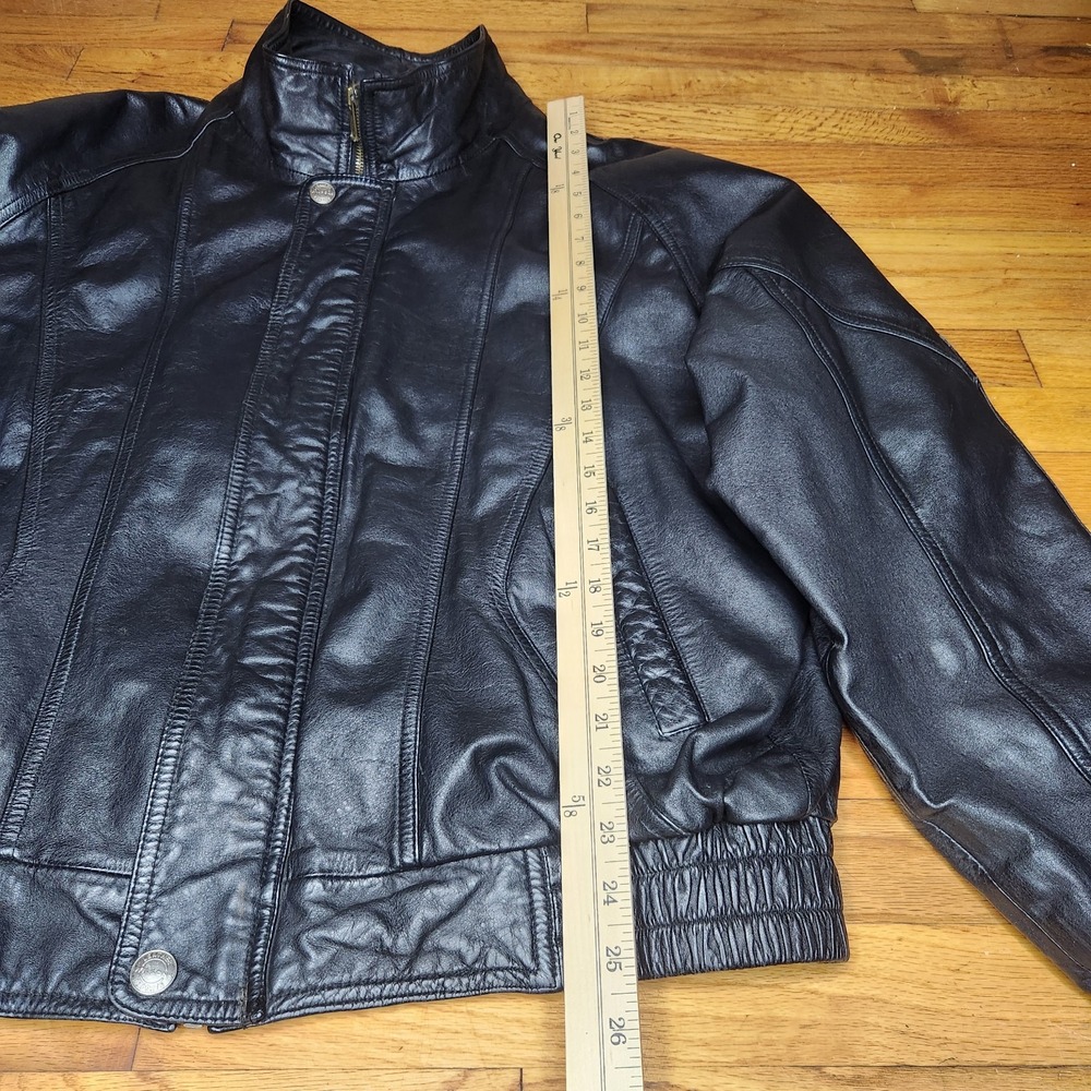 Vintage Wilson's Leather Bomber Jacket Men's XL Black Mock Neck Motorcycle - Picture 14 of 16